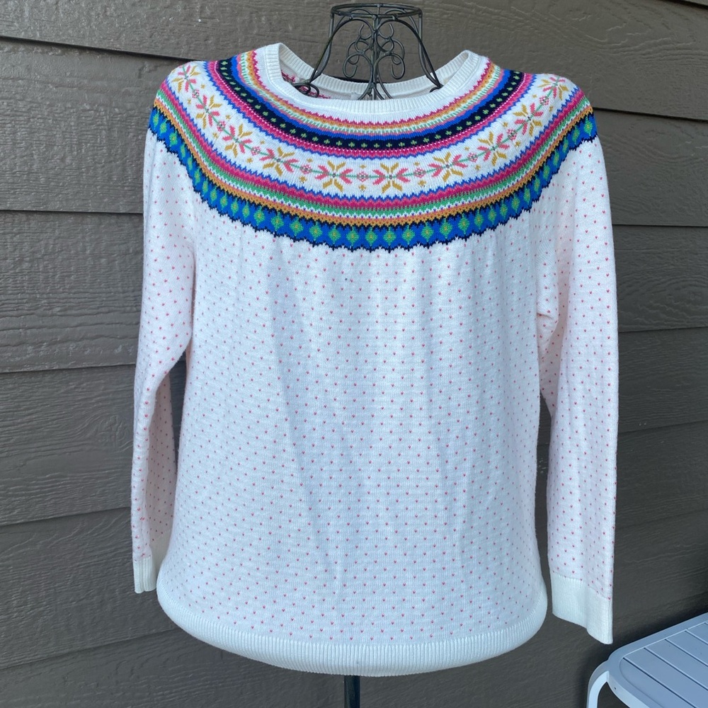 Talbots women’s rainbow heart ❤️ sweater  medium colorful
